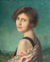 Alphaeus Philemon Cole, Untitled, 1924, Oil on Canvas, Portrait of a Young Lady