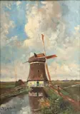Paul Joseph Constantin Gabriël, Untitled, Oil on Beveled Mahogany Panel, "In the Month of July"
