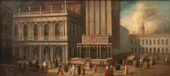 Untitled by Luca Carlevaris, Oil on Canvas, Ca. 19th C., "Loggetta Del Sansovino, Venice", offered Jan 2024