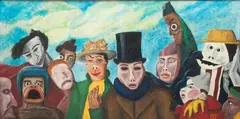 James Ensor, Untitled, Oil on Masonite, 20th C., "The Intrigue"