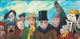 James Ensor, Untitled, Oil on Masonite, 20th C., "The Intrigue"