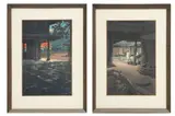 Kawase Hasui, Untitled, Woodblock Prints, 1952, "Views of Korea Harinji Temple" And "Washer Women"