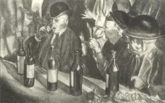 Untitled by William S. Gisch, Lithograph 1930, in a French Cafe, offered Jan 2024