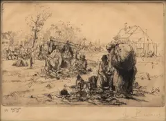Untitled by Auguste Brouet, Drypoint And Etching Petite Marchee Aux Puces, offered Jan 2024