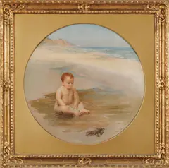 Untitled by Walter Percy Day O.B.E., Oil on Canvas, Early 20th C., Child at the Shore, offered Jan 2024
