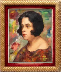 Untitled by Moses Soyer, Oil on Canvas, "Portrait of a Woman", offered Jan 2024