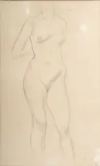 Untitled by George Grosz, Charcoal on Laid Paper, 1916, "Headless Nude", offered Dec 2023