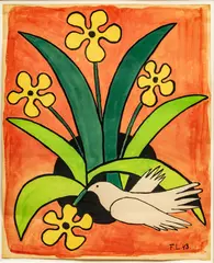 Fernand Léger, Untitled, Gouache And Watercolor on Wove Paper, 1948, "Columbe Aux Fleurs"
