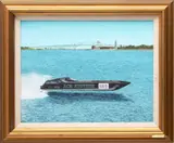 Jim Clary, Untitled, Oil on Canvasboard, US-1 Racing Boat