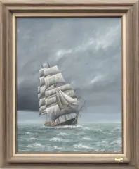 Untitled by Jim Clary, Oil on Canvasboard, Ca. 1984, "The 13th Crossing", offered Dec 2023