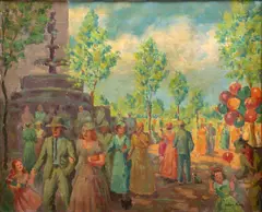Othon Friesz, Untitled, Oil on Canvas, "Festive Scene at a French Park"