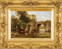 George Cole, Untitled, Oil on Canvas, Ca. 1879, Bridge on the Trent"