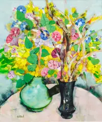 Untitled by Maïté Delteil, Oil on Canvas, "Floral Still Life", offered Dec 2023