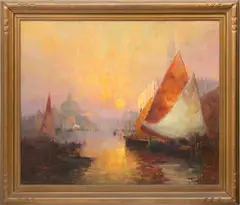 Untitled by George Thompson-Pritchard, Oil on Canvas, "Venetian Canal Scene at Sunset", offered Dec 2023