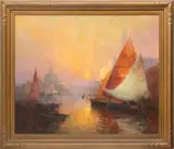 George Thompson-Pritchard, Untitled, Oil on Canvas, "Venetian Canal Scene at Sunset"