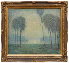 Ernest Harrison Barnes, Untitled, Oil on Canvas, "Impressionist Landscape"