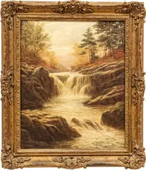 William Rickarby Miller, Untitled, Oil on Canvas, New Hampshire "Waterfall"