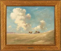 Eugène Fromentin, Untitled, Oil on Canvas, Ca. 19th C., "Desert Caravan"