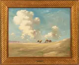 Eugène Fromentin, Untitled, Oil on Canvas, Ca. 19th C., "Desert Caravan"