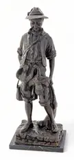 Untitled by Auguste Moreau, Bronze Sculpture Ca. 1880-1900, "Boy Hunter", offered Dec 2023