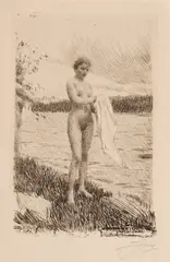 Untitled by Anders Zorn, Etching on Cream Laid Paper, 1919, Dal River, offered Dec 2023