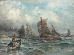 Untitled by Robert Hopkin, Gouache And Watercolor on Linen Board, "Port Eads, Louisiana", offered Dec 2023