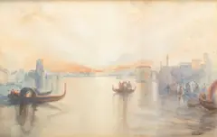 Félix Ziem, Untitled, Watercolor on Paper, "Venetian Scene"
