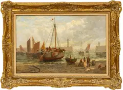 Untitled by John Holland Junior, Oil on Canvas, Ca. 1880, "Whitby Harbour", offered Dec 2023