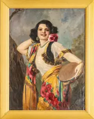 Richard Geiger, Untitled, Oil on Canvas, "Gypsy Woman"