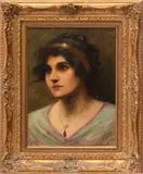 Frederick James Boston, Untitled, Oil on Canvas, "Portrait of a Young Woman"