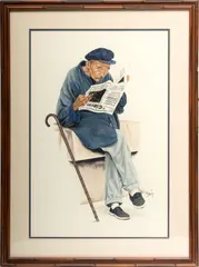 Untitled by Tom McKinney, Watercolor And Gouache on Illustration Board, "Reading the Paper", offered Dec 2023