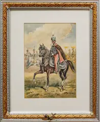 Untitled by Stephan Pajaczkowski, Watercolor on Paper, "Prince Józef Poniatowski on Horseback", offered Dec 2023