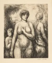 Untitled by Kenneth Hayes Miller, Etching on Paper, 1921, Figures in Landscape, offered Dec 2023