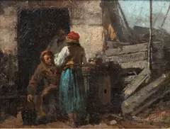 Untitled by Victor Mercier, Oil on Artist Board, Ca. 19th C,, "Wayside Inn", offered Dec 2023