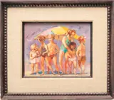 Jon Corbino, Untitled, Oil on Canvas, "Children Beach Umbrella"