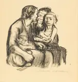 Käthe Kollwitz, Untitled, Lithograph on Wove Paper, 1930, Zwei Schwatzende Frauen Mit Zwei Kindern