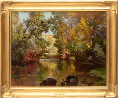 Untitled by René Charles Edmond His, Oil on Canvas, "Stream", offered Nov 2023