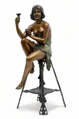 Art Deco Style Polychromed by Ferdinando DeLuca, Bronze Sculpture, offered Nov 2023