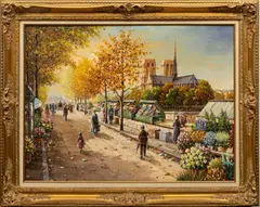 Untitled by Peter Wong, Oil on Canvas "Parisian Market Scene", offered Nov 2023