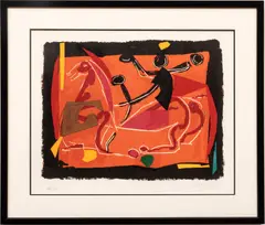 Untitled by Marino Marini, Lithograph in Colors on Arches Paper, 1972, Chevaux Et Cavaliers III, offered Nov 2023
