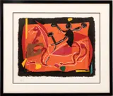 Marino Marini, Untitled, Lithograph in Colors on Arches Paper, 1972, Chevaux Et Cavaliers III
