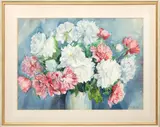 Franz Bischoff, Untitled, Watercolor on Wove Paper, "Bouquet of Peonies"