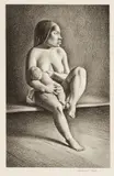 Rockwell Kent, Untitled, Lithograph on Rives Paper, with Watermark, 1934, "Greenland Mother Nursing Child"