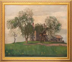 Untitled by Leon Evarts, Oil on Canvas, "Farmhouse in Landscape", offered Nov 2023