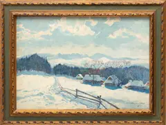 Leszek Stańko, Untitled, Oil on Canvas, Winter Cabin Scene