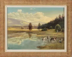 Untitled by Reynold, Oil on Canvas, "in the Meadow", offered Nov 2023