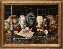 Untitled by Phyllis Olson, Acrylic on Canvas, 1976, "Philistine Pretensions", offered Nov 2023