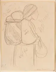 Untitled by Diego Rivera, Graphite Sketch on Paper, Ca. 1948, "Woman with Basket of Flowers", offered Oct 2023