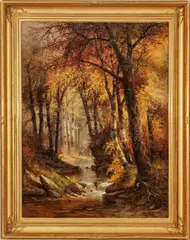 Thomas Bigelow Craig, Untitled, Oil on Canvas, Ca. 1875, "Falling Leaves"