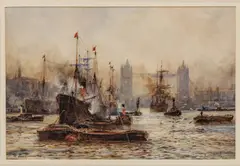 Untitled by Frank William Scarborough, Watercolor on Paper "The Pool of London", offered Oct 2023